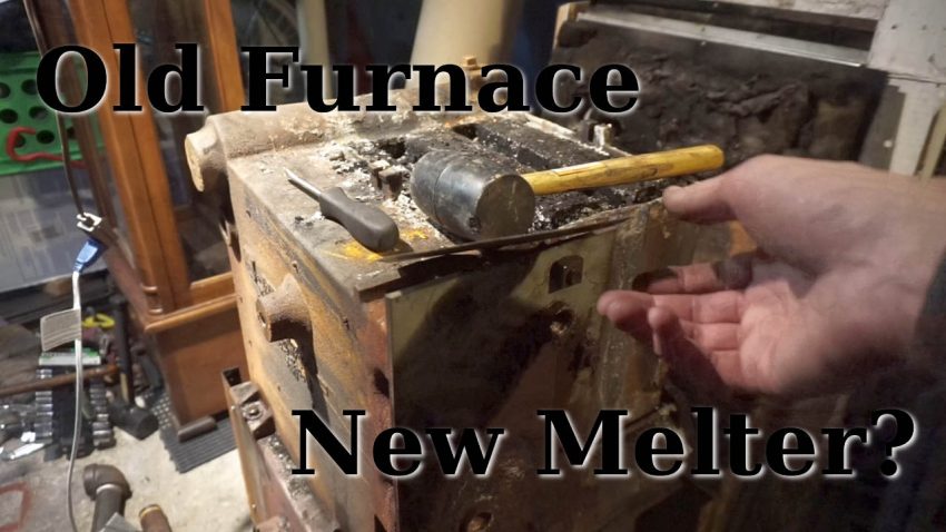 Old hydronic furnace that's being broken down to create a new metal melting furnace.