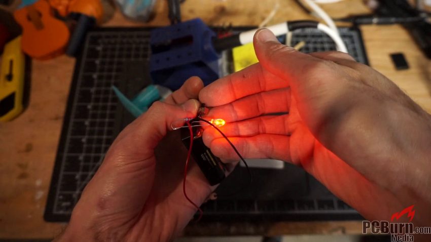 Circuit to make an LED light Glowing in my Hand